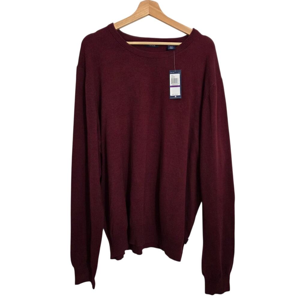 NEW Izod Burgundy City Long Sleeve Cotton Blend Soft Embroidered Sweater XXL
